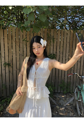 white lace vest top