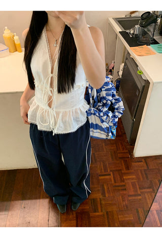 white lace vest top