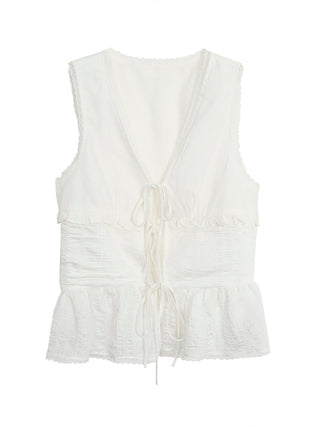 white lace vest top