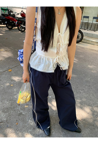 white lace vest top