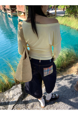 yellow oblique shoulder top