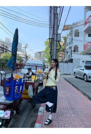 yellow oblique shoulder top