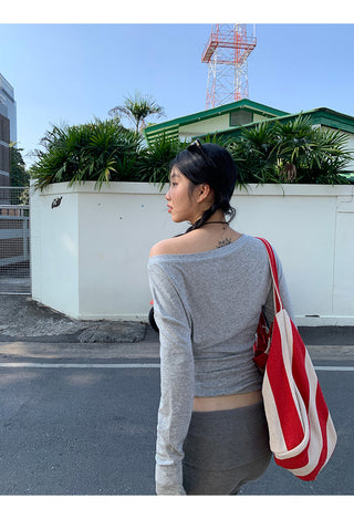 yellow oblique shoulder top