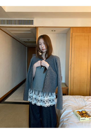 gray western cardigan