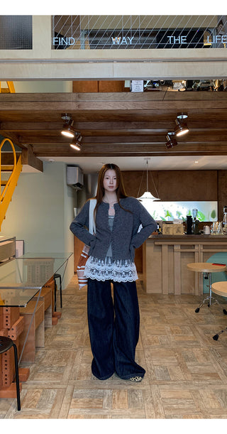 gray western cardigan