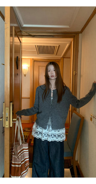 gray western cardigan