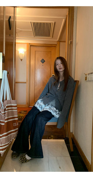 gray western cardigan
