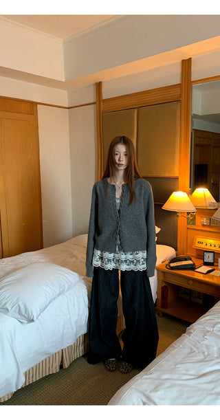 gray western cardigan