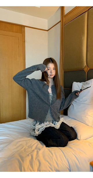 gray western cardigan