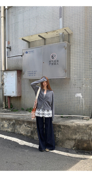 gray western cardigan
