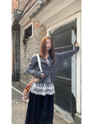 gray western cardigan
