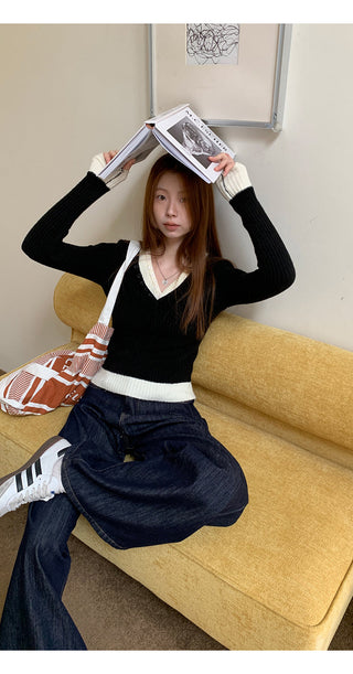 black knitted sweater