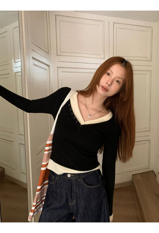 black knitted sweater