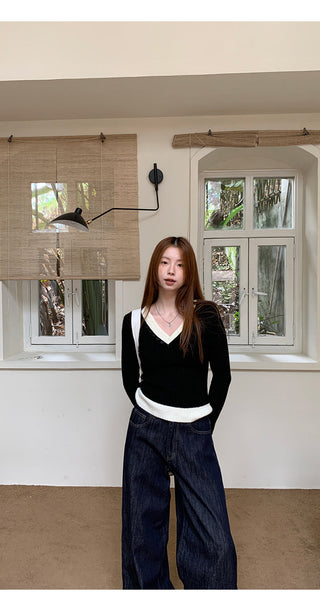 black knitted sweater