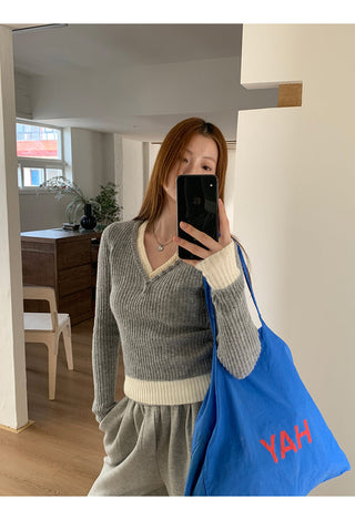 black knitted sweater