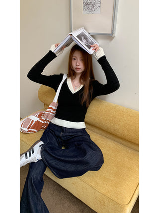 black knitted sweater