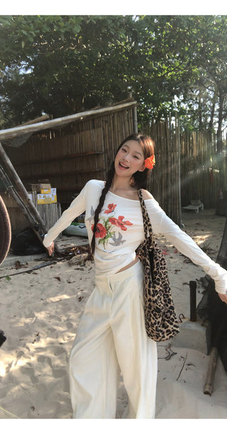 white oblique shoulder top