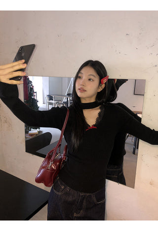 black V-neck sweater