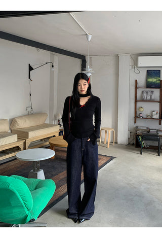 black V-neck sweater