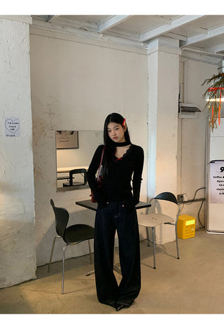 black V-neck sweater