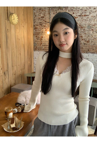 black V-neck sweater