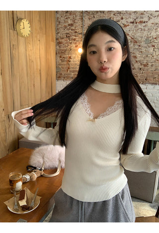 black V-neck sweater