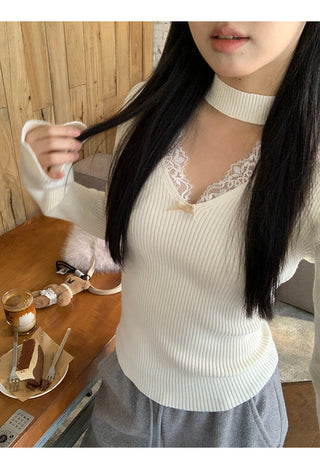 black V-neck sweater