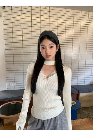 black V-neck sweater