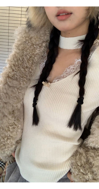 black V-neck sweater