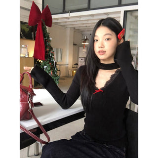 black V-neck sweater