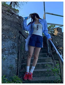 blue striped shirt