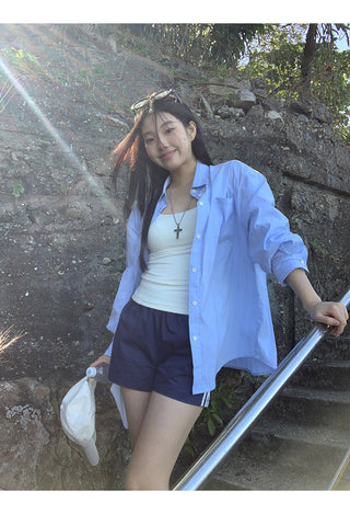 blue striped shirt