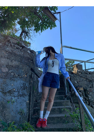 blue striped shirt