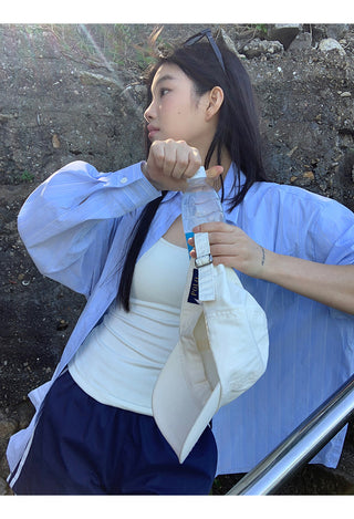 blue striped shirt