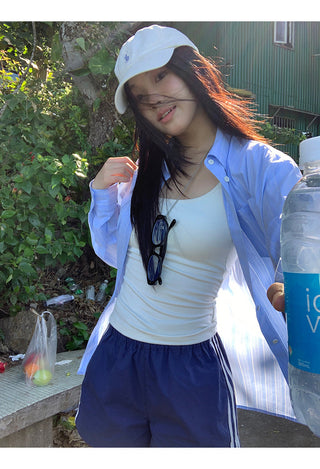 blue striped shirt