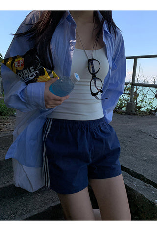 blue striped shirt