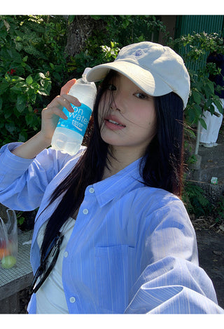 blue striped shirt