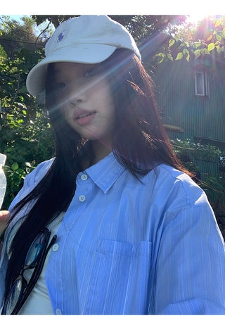 blue striped shirt