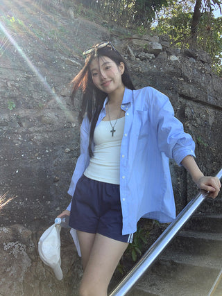 blue striped shirt