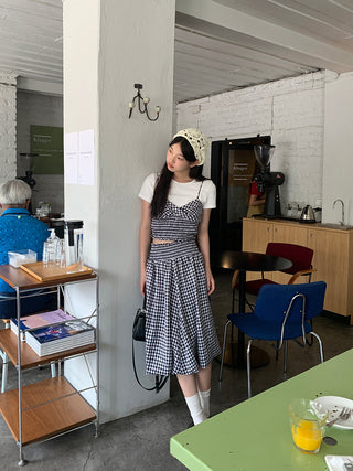 high waist plaid skirt