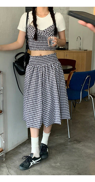 high waist plaid skirt