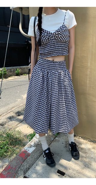 high waist plaid skirt