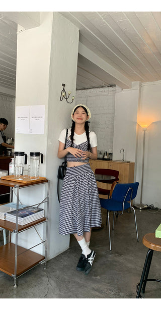 high waist plaid skirt