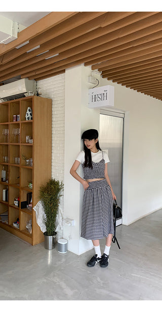 high waist plaid skirt