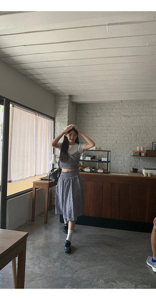 high waist plaid skirt