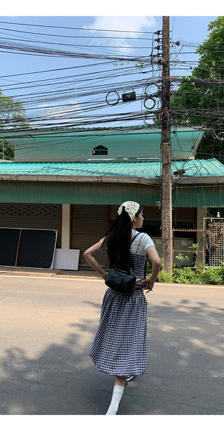 high waist plaid skirt