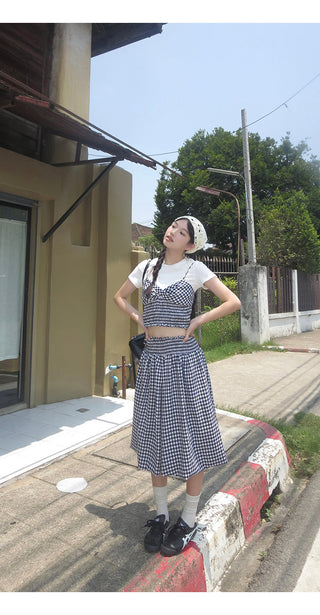 high waist plaid skirt