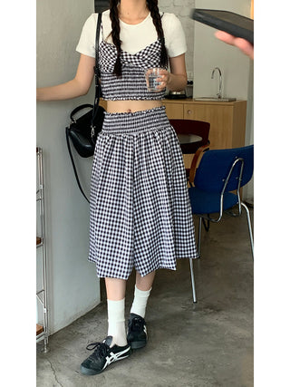 high waist plaid skirt