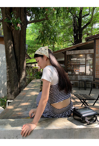 high waist plaid skirt