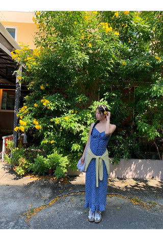 blue floral dress